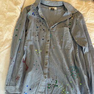 Pilcro by Anthropologie Sequined/beaded  button down Size Sm